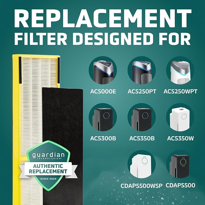 Filter C HEPA Pure Genuine Air Purifier Filter, Removes Pollutants, Wildfire Smoke, Odors, for AC5250PT, AC5000, alternate