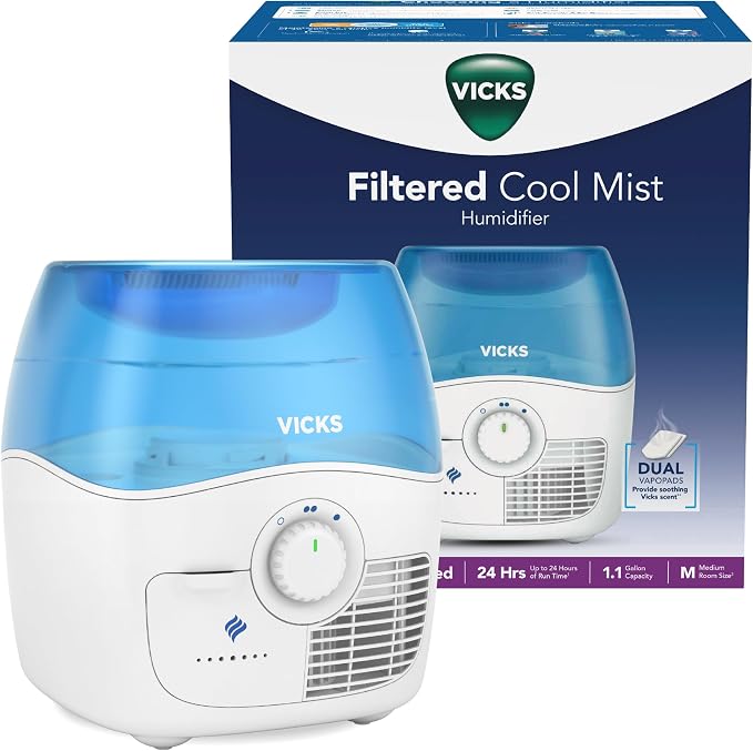 Filtered Cool Mist Humidifier, Medium Room, 1.1 Gallon Tank - Humidifier for Baby and Kids Rooms, Bedrooms and More, product