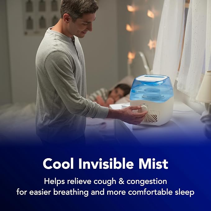Filtered Cool Mist Humidifier, Medium Room, 1.1 Gallon Tank - Humidifier for Baby and Kids Rooms, Bedrooms and More