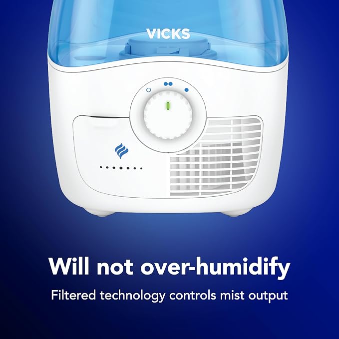 Filtered Cool Mist Humidifier, Medium Room, 1.1 Gallon Tank - Humidifier for Baby and Kids Rooms, Bedrooms and More