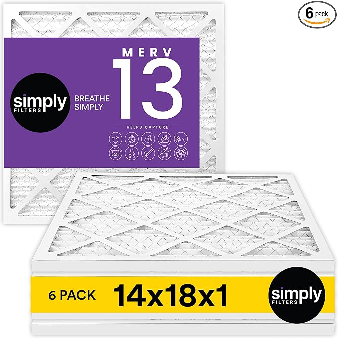 Filters 14x18x1 MERV 13, MPR 1500 Air Filter (6 Pack) - Actual Size: 13.75"x17.75"x0.75" HVAC, AC Furnace Filter, product