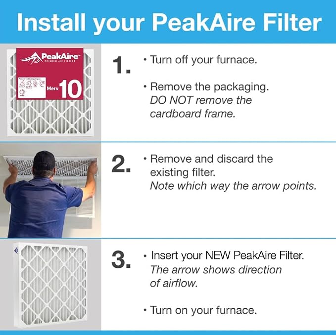 FIlters Merv 10 Standard 16" x 25" x 4" Air Filter for Home, Office, Work HVAC, Furnace Or Heater, Made in USA, 1-Pack 1