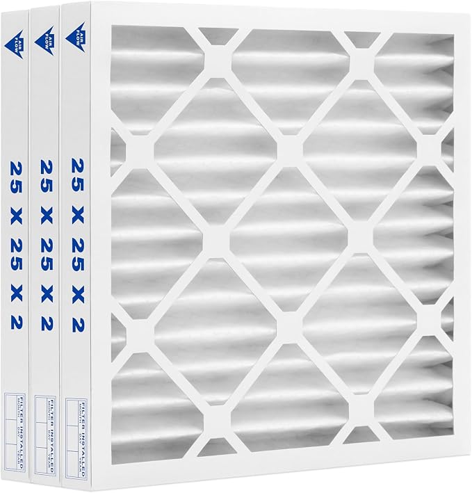 FIlters Merv 10 Standard 25" x 25" x 2" Air Filter for Home, Office, Work HVAC, Furnace Or Heater, Made in USA, 3-Pack 3