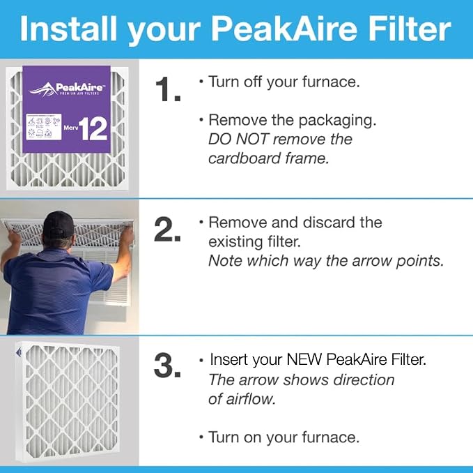 FIlters Merv 12 20" x 24" x 2" Air Filter for Home, Office, Work HVAC, Furnace Or Heater, Made in USA, 3-Pack 3 PACK