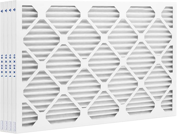 FIlters Merv 8 Basic 10" x 24" x 1" Air Filter for Home, Office, Work HVAC, Furnace Or Heater, Made in USA, 4-Pack 4 PACK