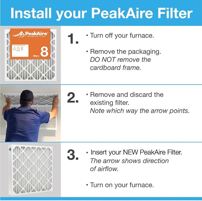 FIlters Merv 8 Basic 25" x 25" x 1" Air Filter for Home, Office, Work HVAC, Furnace Or Heater, Made in USA, 4-Pack 4 PACK