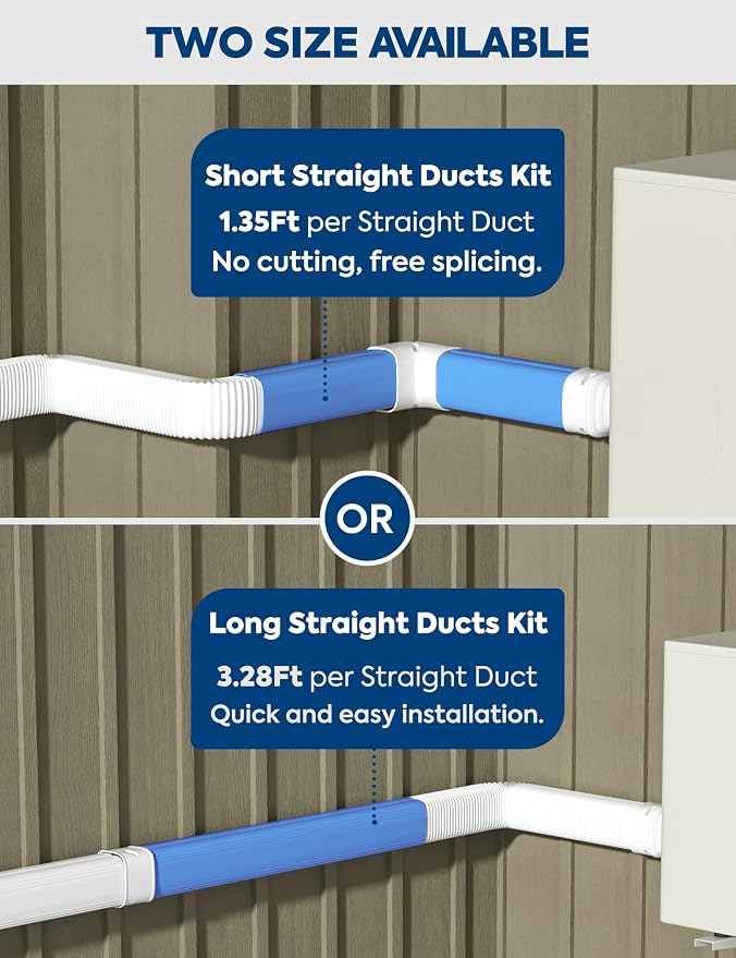 4" 9.5Ft Mini Split Line Set Cover with Flexible Duct, Upgrade PP Decorative Minisplit Lineset Cover