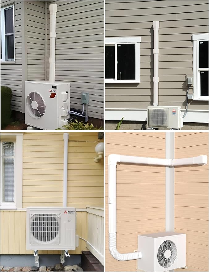 4" 9.5Ft Mini Split Line Set Cover with Flexible Duct, Upgrade PP Decorative Minisplit Lineset Cover