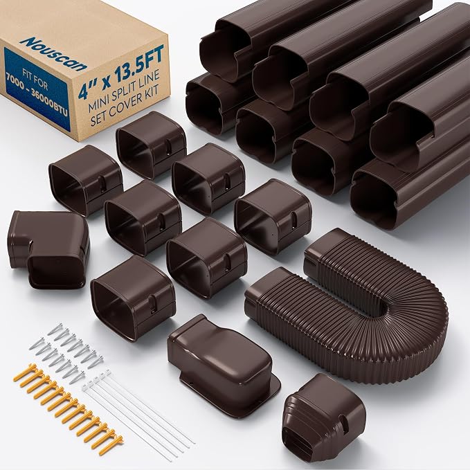 4'' x 13.5Ft Mini Split Line Set Cover with Flexible Duct, product image