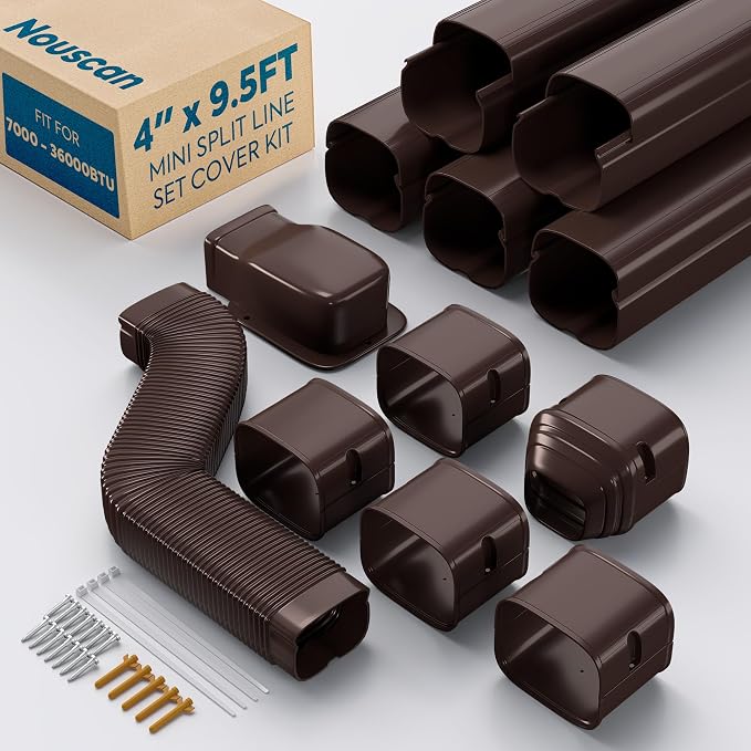 4'' x 9.5Ft Mini Split Line Set Cover with Flexible Duct, product image