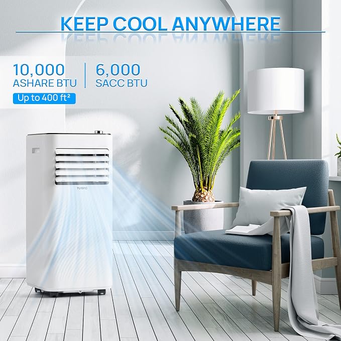 Finnmark 10,000 BTU Portable Air Conditioner, Dehumidifier and Fan, 3-in-1 Floor AC Unit for Rooms up to 400 Sq Ft, Sleep