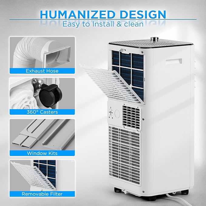 Finnmark 10,000 BTU Portable Air Conditioner, Dehumidifier and Fan, 3-in-1 Floor AC Unit for Rooms up to 400 Sq Ft, Sleep