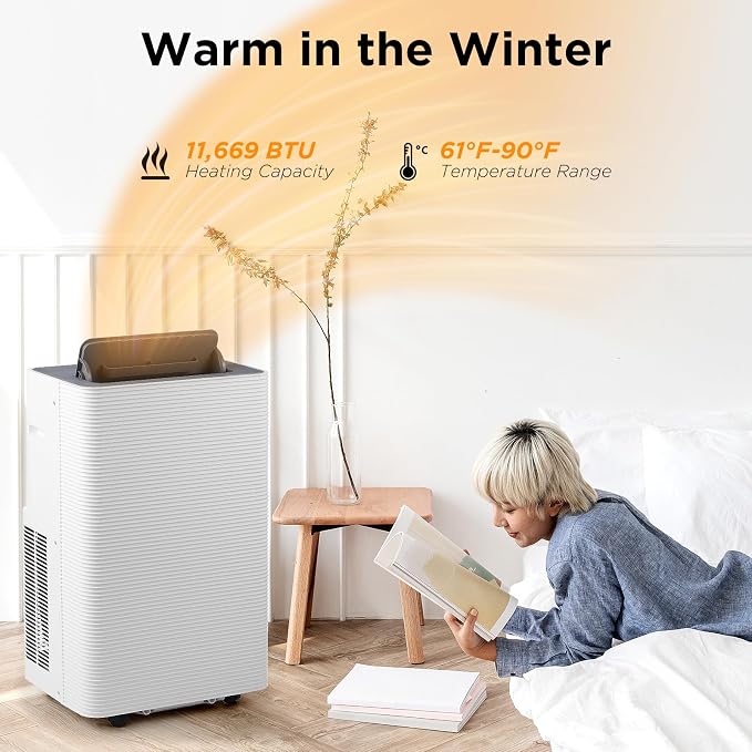 Finnmark 14,000 BTU Portable Air Conditioner and Heater, Dehumidifier, 3-Speed Fan, Covers Rooms up to 600 Sq. Ft., Remote