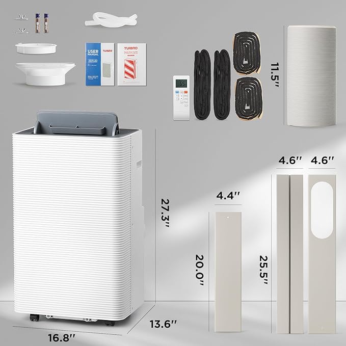 Finnmark 14,000 BTU Portable Air Conditioner and Heater, Dehumidifier, 3-Speed Fan, Covers Rooms up to 600 Sq. Ft., Remote