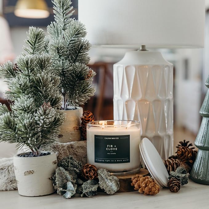 . Fir & Clove 3 Wick Scented Candle - 43 Hour Burn - Luxury 3 Wick Soy Candles, alternate product view 3