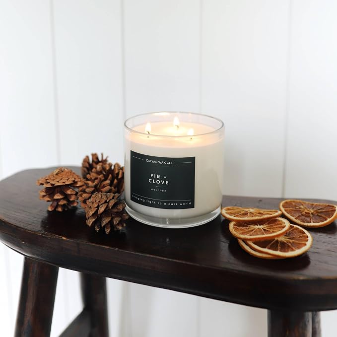 . Fir & Clove 3 Wick Scented Candle - 43 Hour Burn - Luxury 3 Wick Soy Candles, alternate product view 9