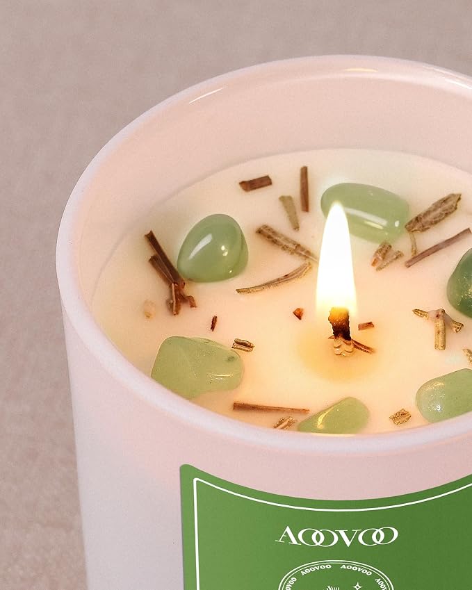 Fir Scented Candles for Women - Aromatherapy Candle with Crystals Inside, 10oz Soy Candles for Home Scented, alternate