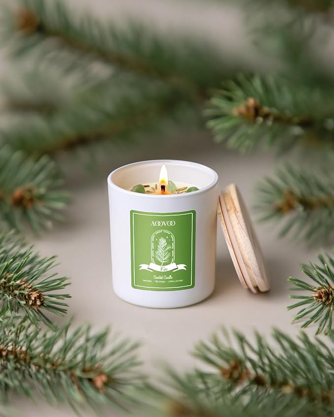 Fir Scented Candles for Women - Aromatherapy Candle with Crystals Inside, 10oz Soy Candles for Home Scented, alternate