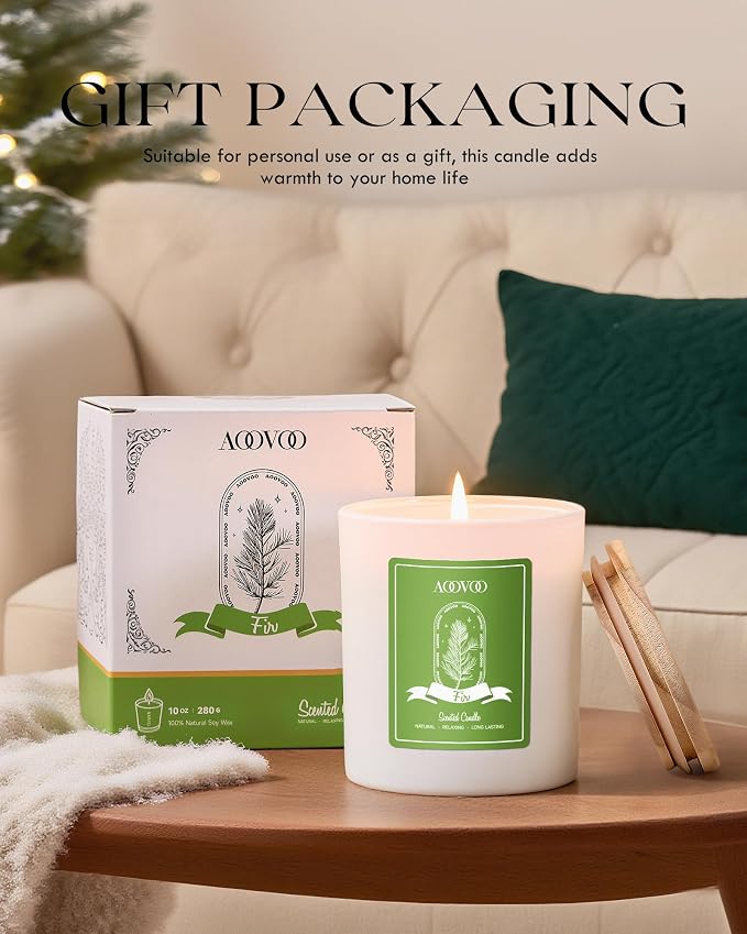 Fir Scented Candles for Women - Aromatherapy Candle with Crystals Inside, 10oz Soy Candles for Home Scented, alternate