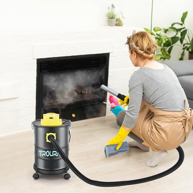 Fireplace Ash Vacuum Cleaner, 4 Gallon Heat Resistant Lightweight Canister Vacuum Cleaner with 1000W Powerful Suction Blowout