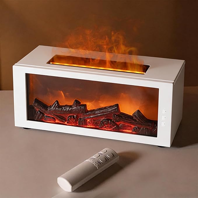 Fireplace Diffusers with Aromatherapy Oils Set,Flame Essential Oil Diffuser with Remote Control,300ml Small Humidifier for