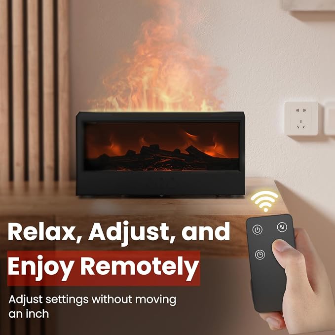 Fireplace Flame Diffuser Air Humidifier, Essential Oil Diffuser with 7 Colors Light & Timer, alternate product view 4