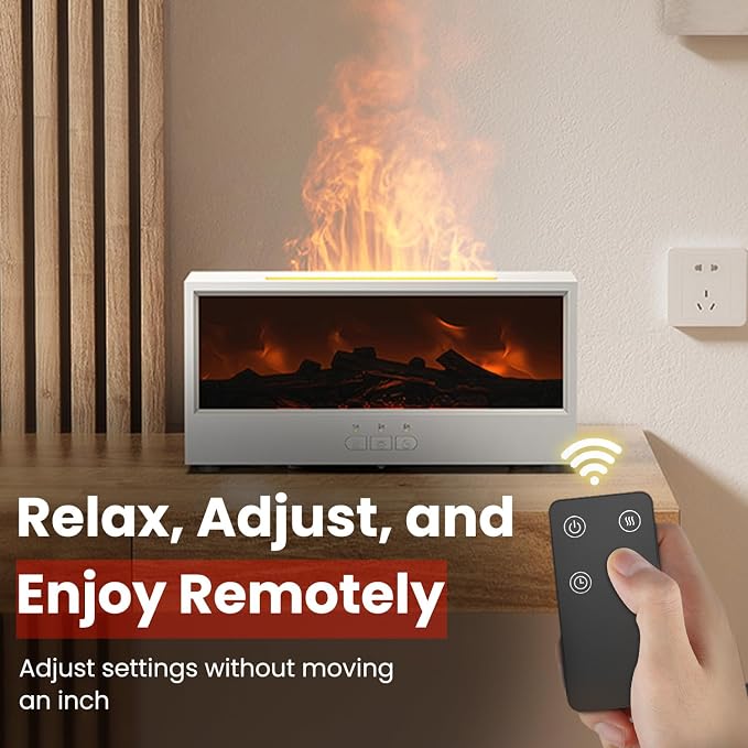 Fireplace Flame Diffuser Air Humidifier, Essential Oil Diffuser with 7 Colors Light & Timer, alternate product view 3