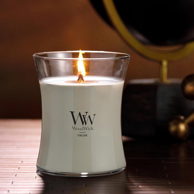 Fireside Holiday Candle Gifts for Women and Men, 9.7 oz Medium Hourglass Candle with Crackling Wick, alternate product view 6