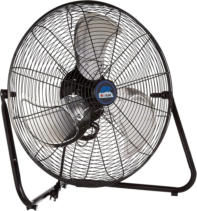 Firtana 20" High Velocity Electric Garage Floor Fan for Industrial and Home Use with 3-Speeds and Tilt Adjustable Fan Head