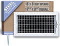Fits 16x8 Duct Opening Steel Adjustable Air Supply Grille by | Register Vent Cover Grill for Sidewall and Ceiling | White |