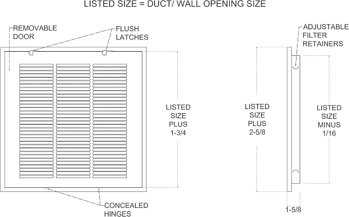 Fits 24x18 Duct Opening | Steel Return Air Filter Grille by [Removable Door] for 1-inch Filters | Vent Cover Grill | White |
