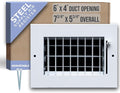 Fits 6x4 Duct Opening Steel Adjustable Air Supply Grille by | Register Vent Cover Grill for Sidewall and Ceiling | White |
