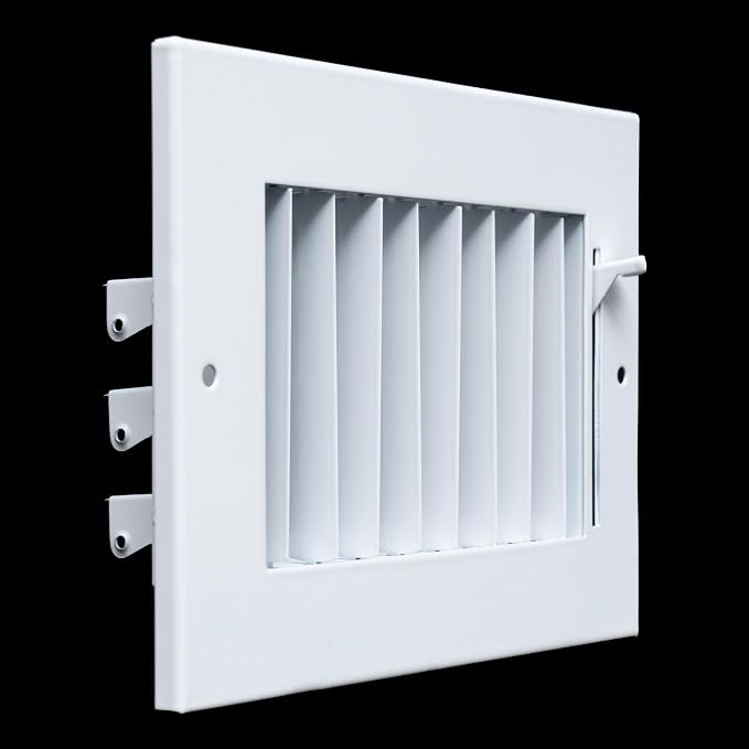 Fits 6x4 Duct Opening Steel Adjustable Air Supply Grille by | Register Vent Cover Grill for Sidewall and Ceiling | White |