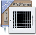 Fits 6x6 Duct Opening Steel Adjustable Air Supply Grille by | Register Vent Cover Grill for Sidewall and Ceiling | White |