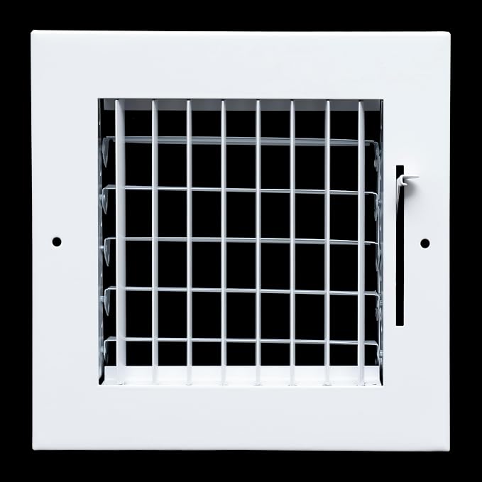 Fits 6x6 Duct Opening Steel Adjustable Air Supply Grille by | Register Vent Cover Grill for Sidewall and Ceiling | White |