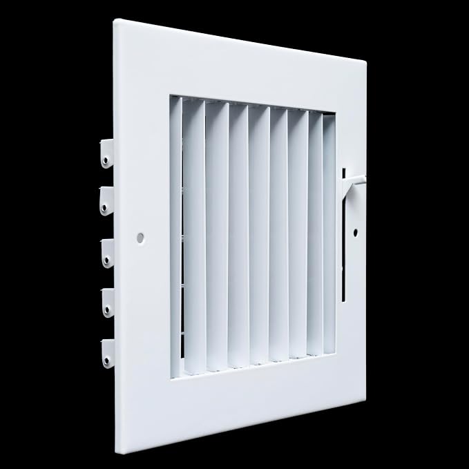 Fits 6x6 Duct Opening Steel Adjustable Air Supply Grille by | Register Vent Cover Grill for Sidewall and Ceiling | White |