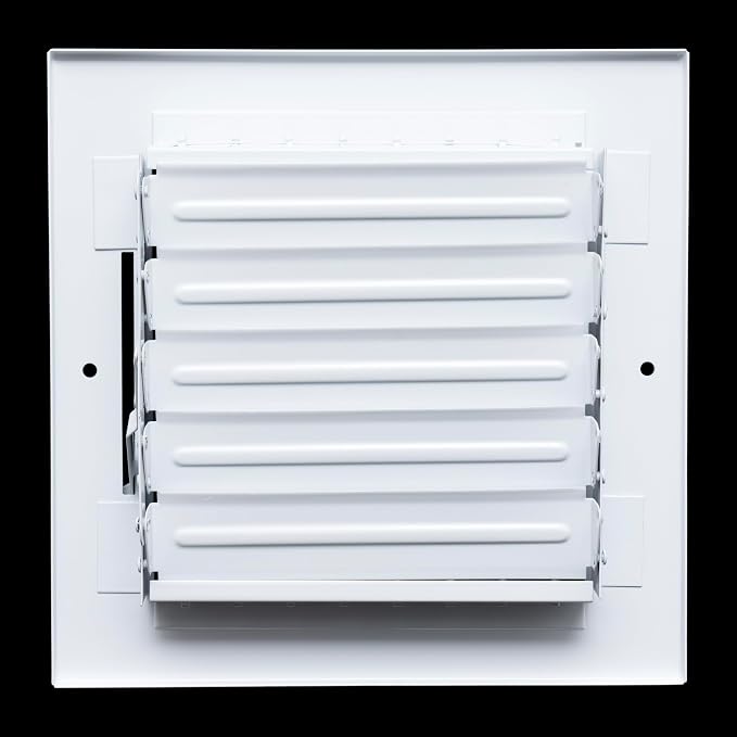 Fits 6x6 Duct Opening Steel Adjustable Air Supply Grille by | Register Vent Cover Grill for Sidewall and Ceiling | White |