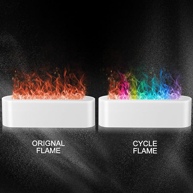 Flame Air Aroma Diffuser Humidifier, Upgraded 7 Flame Colors Aromatherapy Aroma Diffusers for Home, Bedroom, Office, Yoga