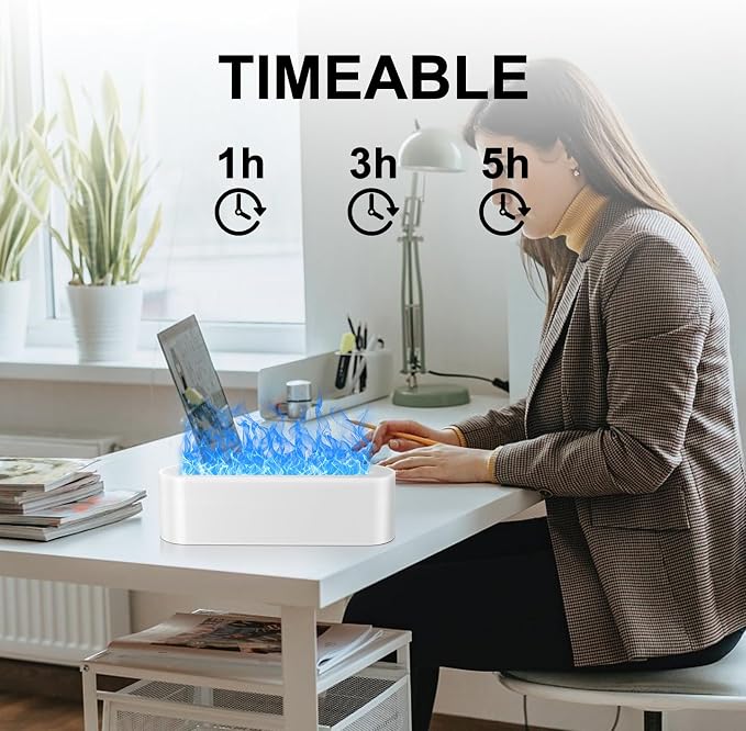 Flame Air Aroma Diffuser Humidifier, Upgraded 7 Flame Colors Aromatherapy Aroma Diffusers for Home, Bedroom, Office, Yoga