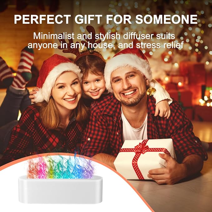 Flame Air Aroma Diffuser Humidifier, Upgraded 7 Flame Colors Aromatherapy Aroma Diffusers for Home, Bedroom, Office, Yoga