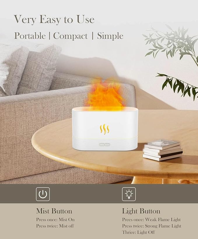 Flame Air Diffuser Humidifier,Upgraded Scent Diffuser for Essential Oils,Ultrasonic Aromatherapy,Fire Mist Humidi with 2
