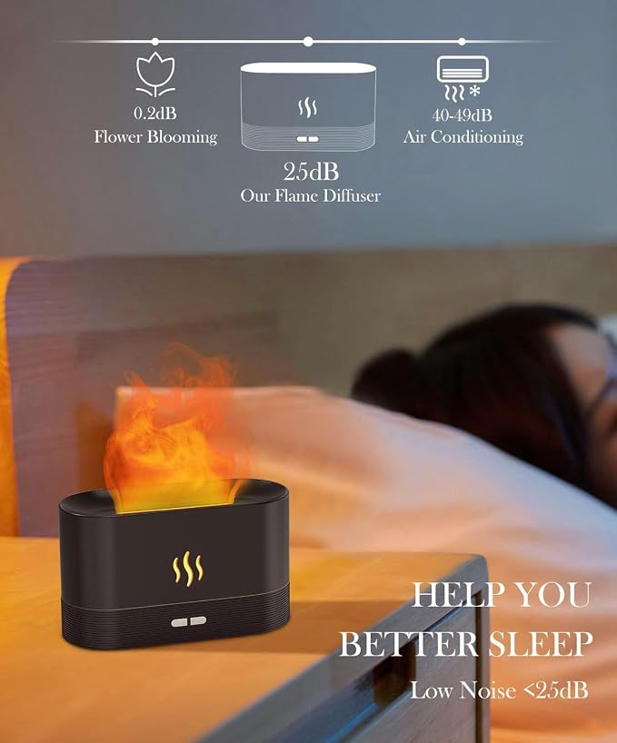Flame Air Diffuser Humidifier,Upgraded Scent Diffuser for Essential Oils,Ultrasonic Aromatherapy,Fire Mist Humidi with 2