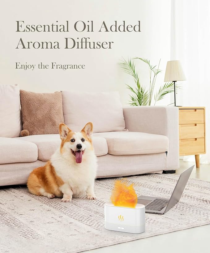 Flame Air Diffuser Humidifier,Upgraded Scent Diffuser for Essential Oils,Ultrasonic Aromatherapy,Fire Mist Humidi with 2