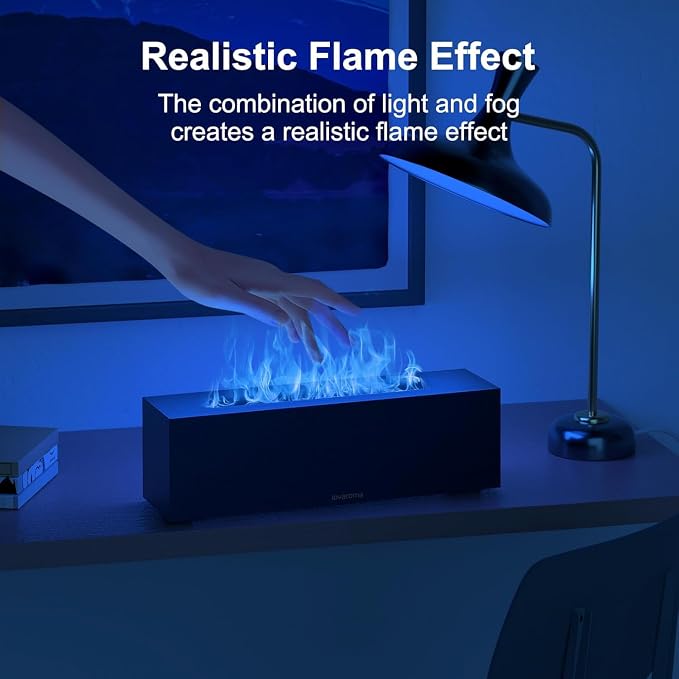 Flame Diffuser for Essential Oils - 200ml Ultrasonic Aroma Diffusers with 7 Color Flame Light Aromatherapy Diffuser & Cool