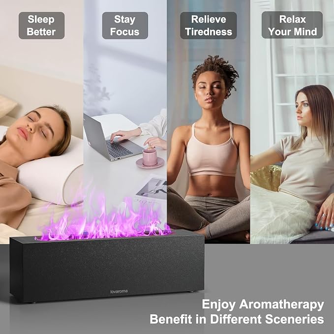 Flame Diffuser for Essential Oils - 200ml Ultrasonic Aroma Diffusers with 7 Color Flame Light Aromatherapy Diffuser & Cool
