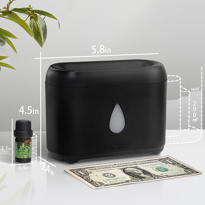 Flame Diffuser for Essential Oils, 200ml Ultrasonic Aroma Diffusers with Cool Mist, Aromatherapy Diffuser with Auto-Off
