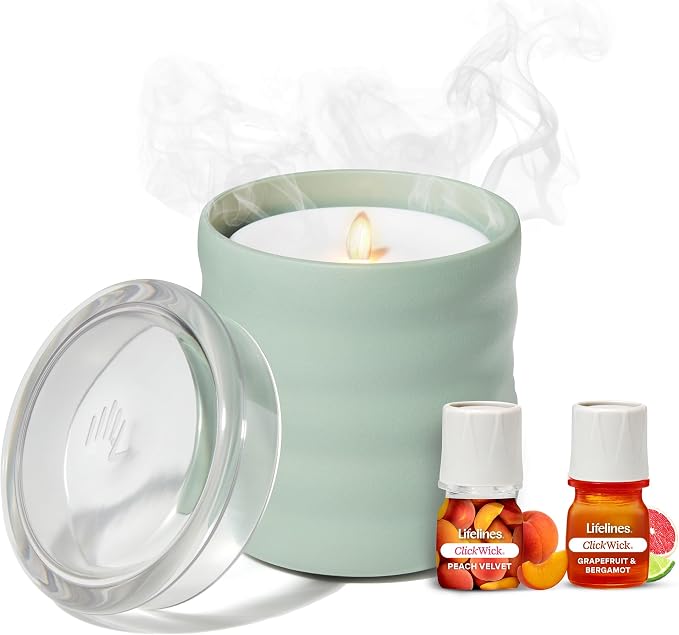 Flameless Candle Aromatherapy Essential Oil Diffuser with 2 ClickWick Essential Oil Blends, product image