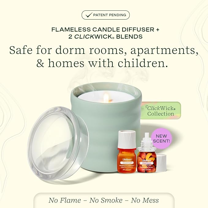 Flameless Candle Aromatherapy Essential Oil Diffuser with 2 ClickWick Essential Oil Blends, alternate product view 2