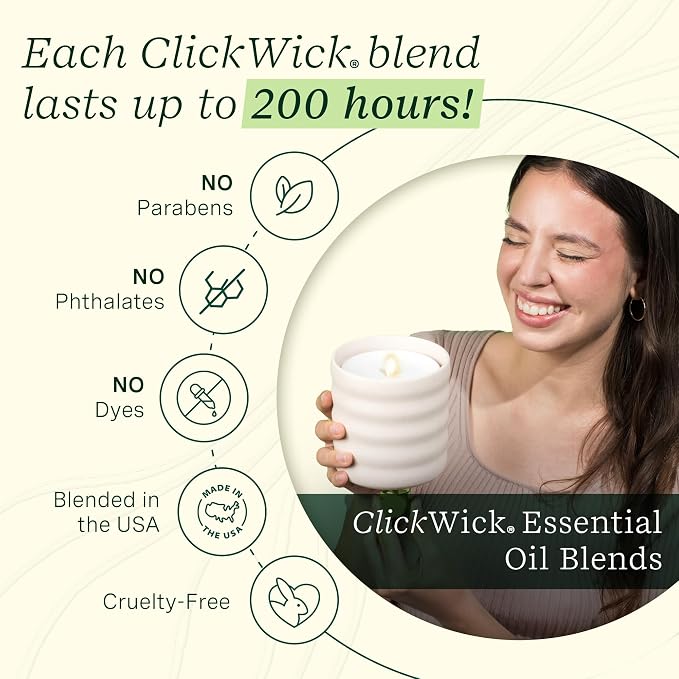 Flameless Candle Aromatherapy Essential Oil Diffuser with 2 ClickWick Essential Oil Blends, alternate product view 5
