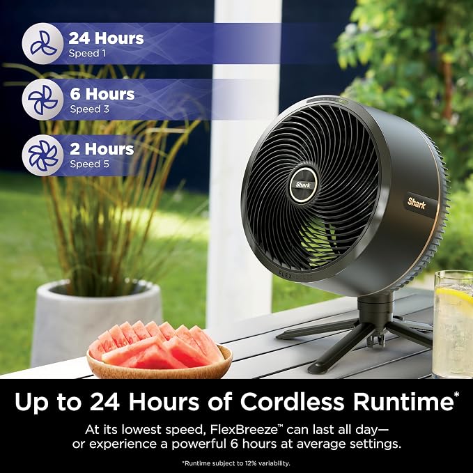 FlexBreeze Fan - Indoor & outdoor oscillating fan, pedestal & tabletop, corded & cordless portable fan with outdoor InstaCool